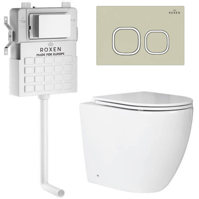 Комплект инсталляции Roxen Attach 966965 с унитазом Antares 650185-01 и кнопкой Santi 410280BG