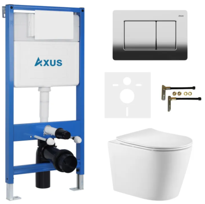 Комплект инсталляции Axus 011D с унитазом Axus 2380 и кнопкой 097LC