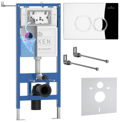 Комплект инсталляции для подвесного унитаза Roxen StounFix Dual Fresh 812643 с кнопкой Roxen Santi 410260CH
