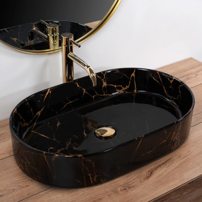 Умывальник Rea Nadia 60 Black Marble Shiny U0539