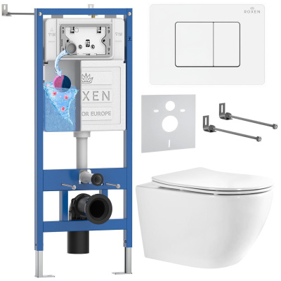Комплект инсталляции Roxen StounFix Dual Fresh 868457 с унитазом Antares Tornado Long 530205-01-L и кнопкой Steel 420280WM