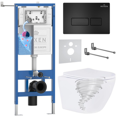 Комплект инсталляции Roxen StounFix Dual Fresh 968313 с унитазом Antares Tornado 530205-01 и кнопкой Caspia 410280B