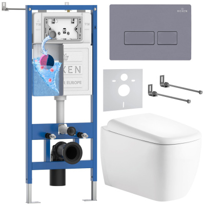 Комплект инсталляции Roxen StounFix Dual Fresh 968505 с унитазом Martin 530220-02 и кнопкой Caspia 410280DG