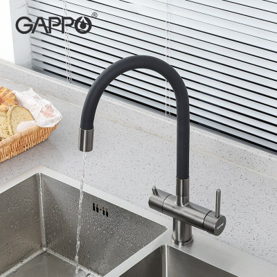 Смеситель с краном для питьевой воды и гибким изливом Gappo G4398-39 Смеситель с краном для питьевой воды и гибким изливом Gappo G4398-39