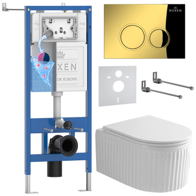 Комплект инсталляции Roxen StounFix Dual Fresh 968254 с унитазом Royal Matt 530200-01 и кнопкой Santi 410260G