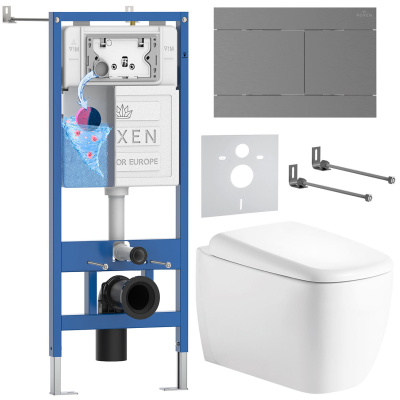 Комплект инсталляции Roxen StounFix Dual Fresh 868621 с унитазом Martin 530220-02 и кнопкой Velar 420300GM