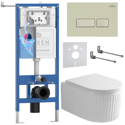 Комплект инсталляции Roxen StounFix Dual Fresh 968222 с унитазом Royal Matt 530200-01 и кнопкой Caspia 410280BG