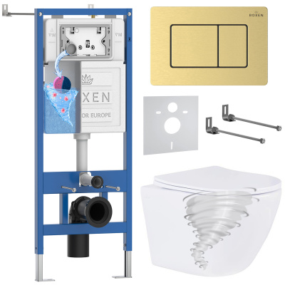 Комплект инсталляции Roxen StounFix Dual Fresh 968463 с унитазом Antares Tornado 530205-01 и кнопкой Steel 420280GB