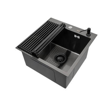 Кухонная мойка Arfeka Eco AR Black Decor Volcanic 45х50 с роллер-матом и дозатором