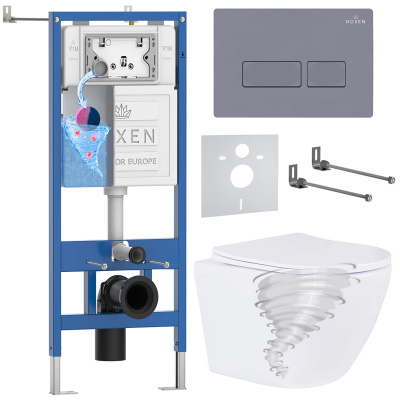 Комплект инсталляции Roxen StounFix Dual Fresh 968330 с унитазом Antares Tornado 530205-01 и кнопкой Caspia 410280DG