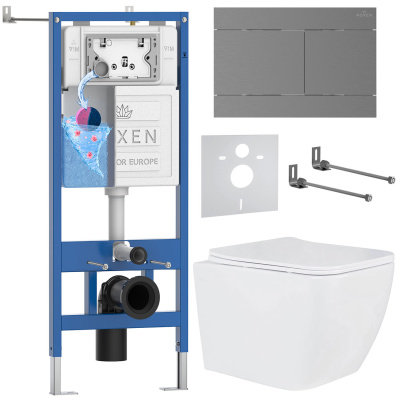 Комплект инсталляции Roxen StounFix Dual Fresh 868598 с унитазом Cube Tornado 530135-01 и кнопкой Velar 420300GM