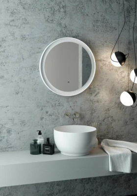 Зеркало Continent Planet White LED 60х60 / 70х70 / 80х80 / 100х100 (холодная подсветка) с бесконтактным сенсором