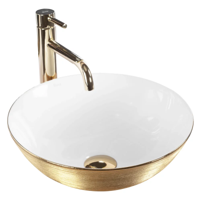 Умывальник Rea Stella gold brush white U9087