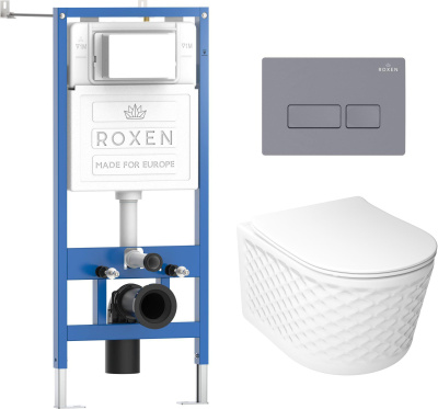 Комплект инсталляции Roxen StounFix Dual Fresh 979005 с унитазом Vine Tornado 530225-01 и кнопкой Caspia 410280DG