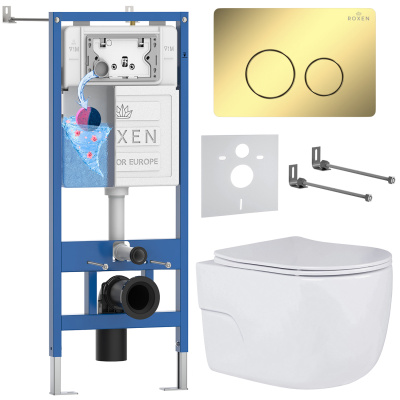 Комплект инсталляции Roxen StounFix Dual Fresh 868474 с унитазом Porto 530155-01 и кнопкой Steel 420260-CHG
