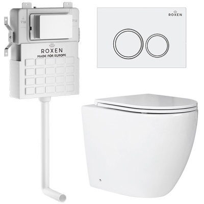 Комплект инсталляции Roxen Attach 966869 с унитазом Antares 650185-01 и кнопкой Santi 410260W