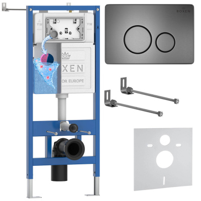 Комплект инсталляции для подвесного унитаза Roxen StounFix Dual Fresh 868304 с кнопкой Roxen Steel 420260G