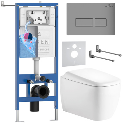 Комплект инсталляции Roxen StounFix Dual Fresh 968503 с унитазом Martin 530220-02 и кнопкой Caspia 410280M