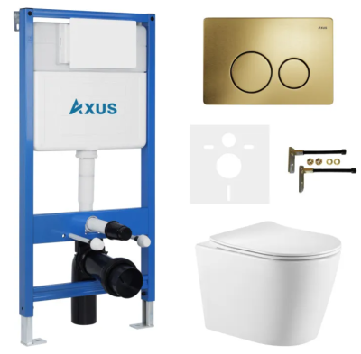 Комплект инсталляции Axus 011D с унитазом Axus 2380 и кнопкой 097IG