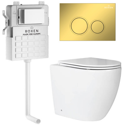 Комплект инсталляции Roxen Attach 967103 с унитазом Antares 650185-01 и кнопкой Santi 410260G