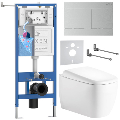 Комплект инсталляции Roxen StounFix Dual Fresh 868589 с унитазом Martin 530220-02 и кнопкой Velar 420300S