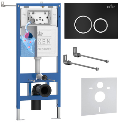 Комплект инсталляции для подвесного унитаза Roxen StounFix Dual Fresh 811558 с кнопкой Roxen Santi 410260B