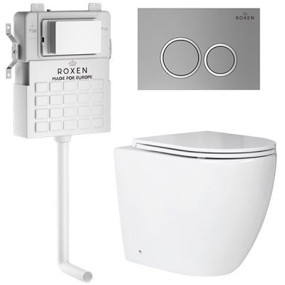 Комплект инсталляции Roxen Attach 966902 с унитазом Antares 650185-01 и кнопкой Santi 410260M