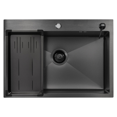 Кухонная мойка Arfeka Eco AR Black Décor 70х50 с коландером G и дозатором