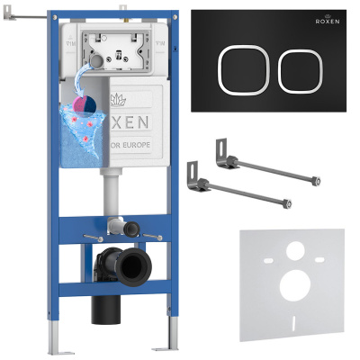Комплект инсталляции для подвесного унитаза Roxen StounFix Dual Fresh 828474 с кнопкой Roxen Santi 410280B