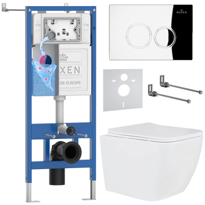 Комплект инсталляции Roxen StounFix Dual Fresh 513314 с унитазом Cube Tornado 530135-01 и кнопкой Santi 410260CH