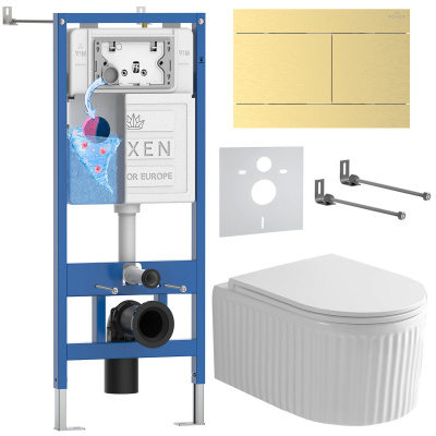 Комплект инсталляции Roxen StounFix Dual Fresh 868649 с унитазом Royal Matt 530200-01 и кнопкой Velar 420300GB