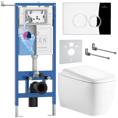 Комплект инсталляции Roxen StounFix Dual Fresh 968509 с унитазом Martin 530220-02 и кнопкой Santi 410260CH