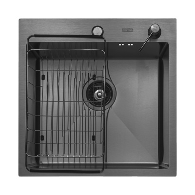 Кухонная мойка Arfeka Eco AR Black 50х50 с коландером F и дозатором