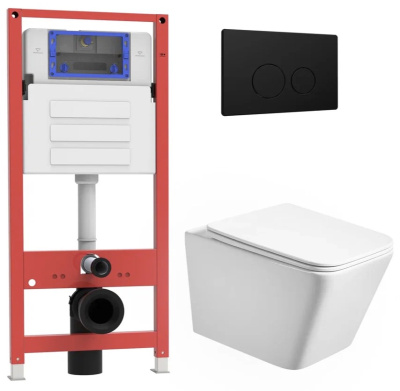 Комплект инсталляции Oliveeka OL-MQ-003 с унитазом OL-5014 и кнопкой OL-R22-MB