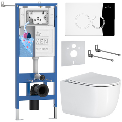 Комплект инсталляции Roxen StounFix Dual Fresh 964332 с унитазом Vortex Tornado 530160-01 и кнопкой Santi 410260CH