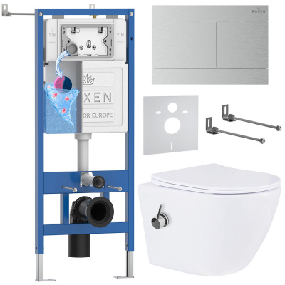 Комплект инсталляции Roxen StounFix Dual Fresh 868587 с унитазом Antares Bidet 530185-01X и кнопкой Velar 420300S