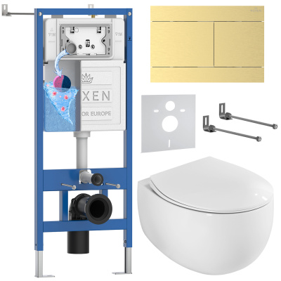 Комплект инсталляции Roxen StounFix Dual Fresh 868635 с унитазом Egg 530170-01 и кнопкой Velar 420300GB