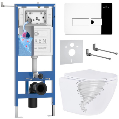 Комплект инсталляции Roxen StounFix Dual Fresh 968316 с унитазом Antares Tornado 530205-01 и кнопкой Caspia 410280CH