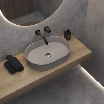 Умывальник Berges Ego SL 55х40 овальная матовый серый