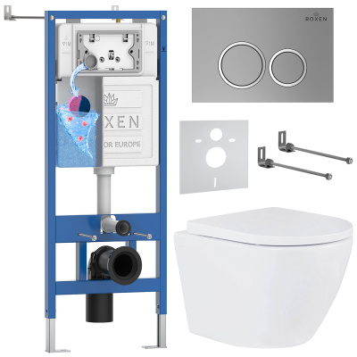 Комплект инсталляции Roxen StounFix Dual Fresh 530326 с унитазом Antares Tornado 530185-02 и кнопкой Santi 410260M