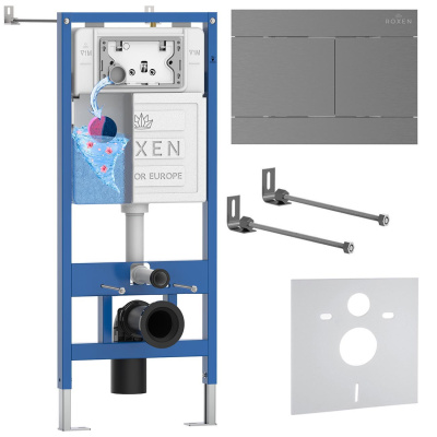 Комплект инсталляции для подвесного унитаза Roxen StounFix Dual Fresh 868405 с кнопкой Roxen Velar 420300GM