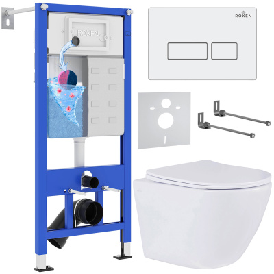 Комплект инсталляции Roxen StounFix Dual Fresh 569295 с унитазом Antares 530185-01 и кнопкой Caspia 410280W