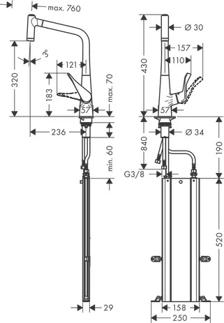 Смеситель Hansgrohe Metris 73801800