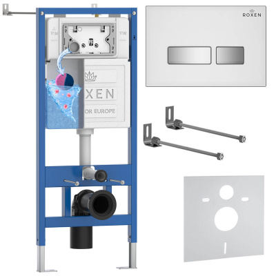 Комплект инсталляции для подвесного унитаза Roxen StounFix Dual Fresh 871161 с кнопкой Roxen Glass 430280W
