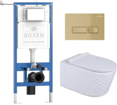 Комплект инсталляции Roxen StounFix Dual Fresh 979006 с унитазом Vine Tornado 530225-01 и кнопкой Caspia 410280GB