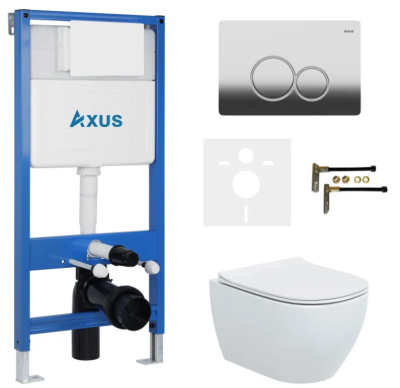 Комплект инсталляции Axus 011D с унитазом Axus 2318 и кнопкой 097EC
