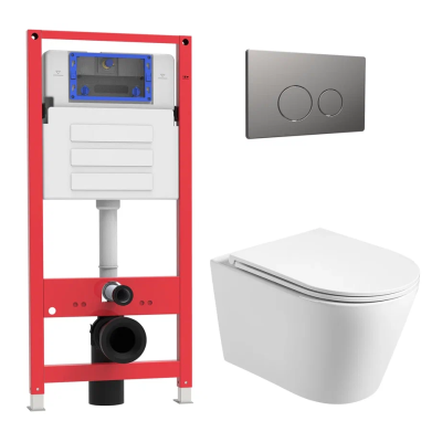 Комплект инсталляции Oliveeka OL-MQ-003 с унитазом OL-6016 и кнопкой OL-R22-BGM