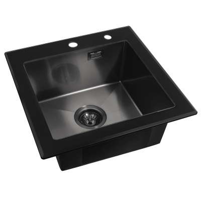 Мойка ARFEKA ECO AR 50*50 GS BLACK GLASS + BLACK PVD NANO