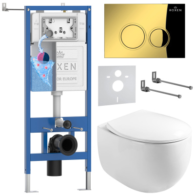 Комплект инсталляции Roxen StounFix Dual Fresh 968031 с унитазом Egg 530170-01 и кнопкой Santi 410260G