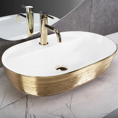 Умывальник Rea Aura 61 White Gold Brush U6900